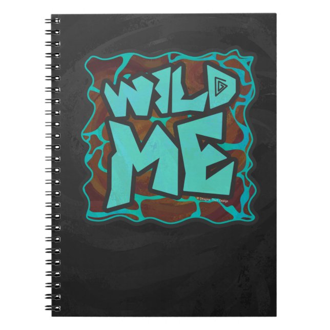 Giraffe Brown and Teal Print Spiral Notebook (Front)