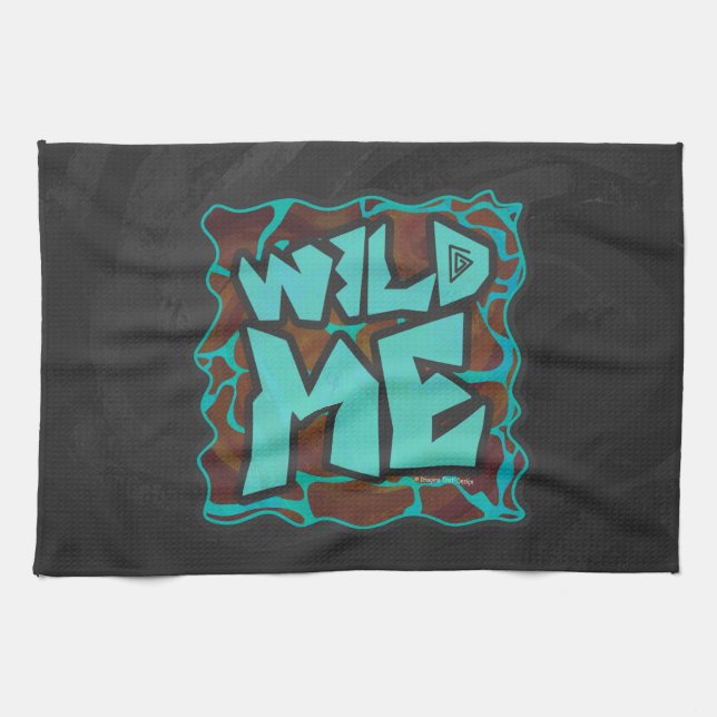 Giraffe Brown and Teal Print Tea Towel (Horizontal)