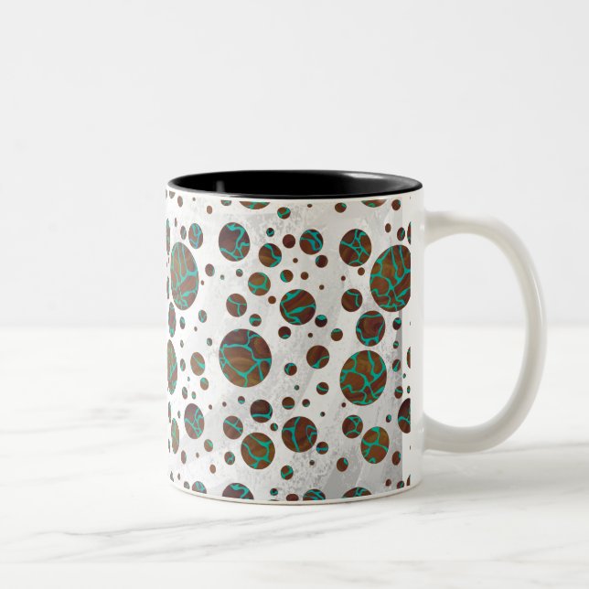 Giraffe Brown and Teal Print Two-Tone Coffee Mug (Right)