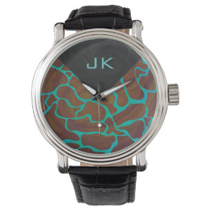 Giraffe Brown and Teal Print Watch