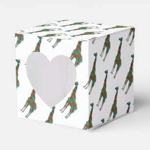 Giraffe Brown and Teal Siloette Favour Box