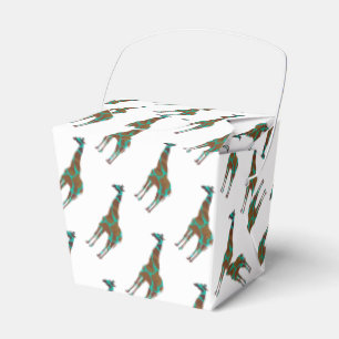 Giraffe Brown and Teal Siloette Favour Box