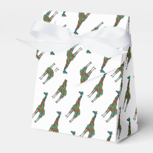 Giraffe Brown and Teal Siloette Favour Box