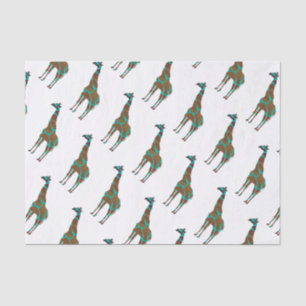 Giraffe Brown and Teal Siloette Tissue Paper