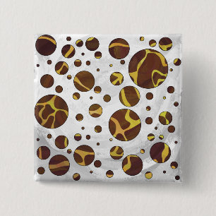 Giraffe Brown and Yellow Print 15 Cm Square Badge