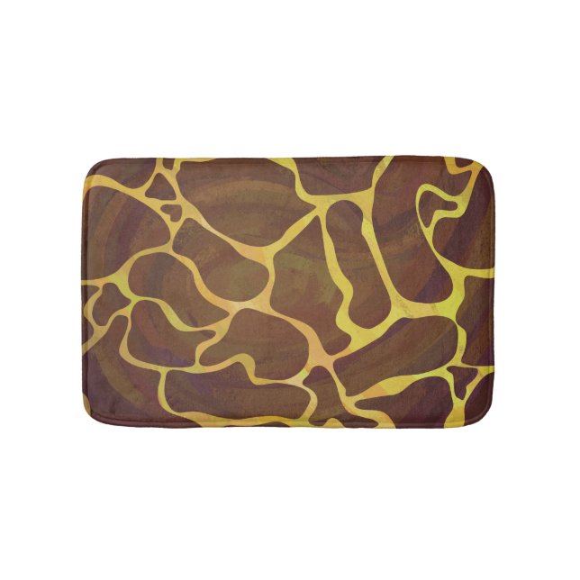 Giraffe Brown and Yellow Print Bath Mat (Front)