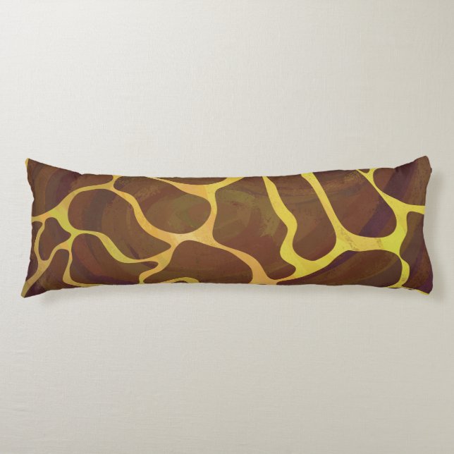 Giraffe Brown and Yellow Print Body Cushion (Front)