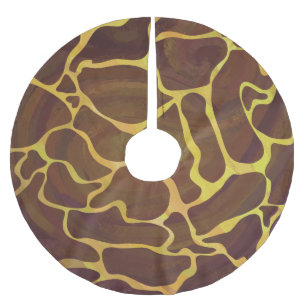 Giraffe Brown and Yellow Print Brushed Polyester Tree Skirt