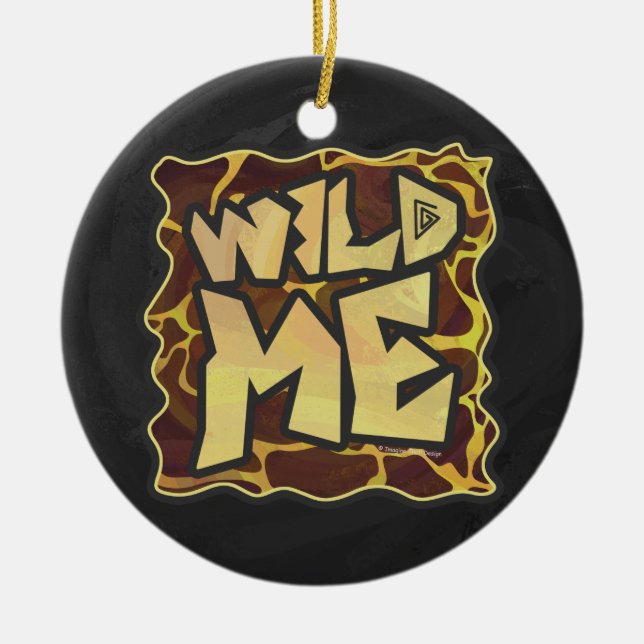 Giraffe Brown and Yellow Print Ceramic Tree Decoration (Front)