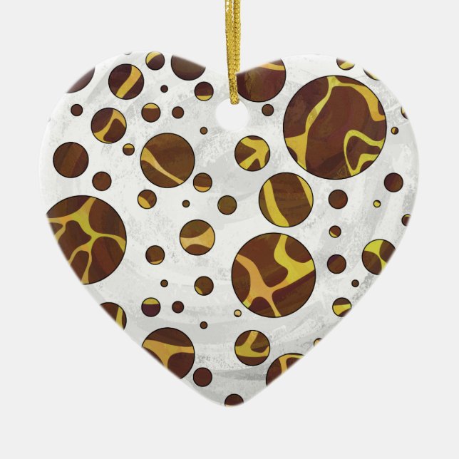 Giraffe Brown and Yellow Print Ceramic Tree Decoration (Front)