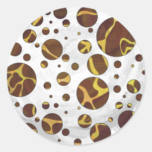Giraffe Brown and Yellow Print Classic Round Sticker