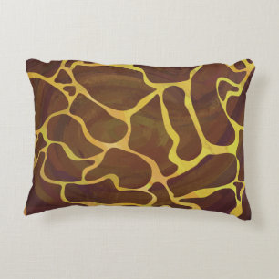 Giraffe Brown and Yellow Print Decorative Cushion