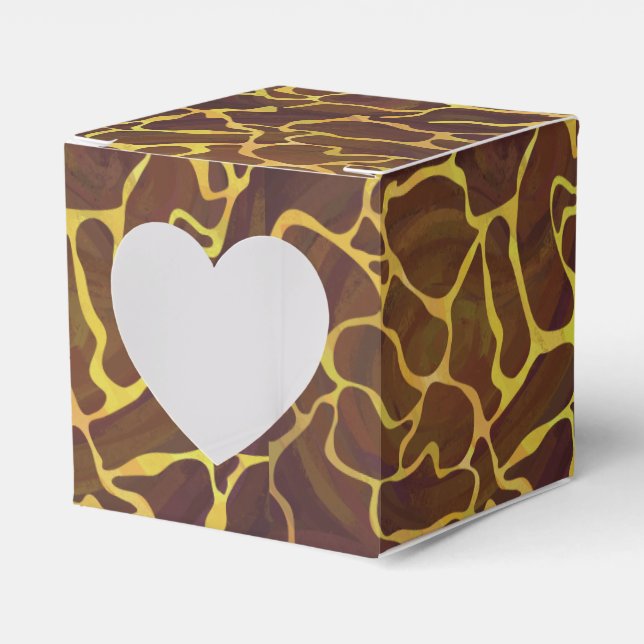 Giraffe Brown and Yellow Print Favour Box (Front Side)