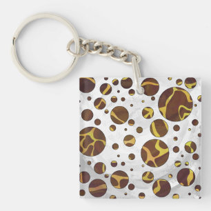 Giraffe Brown and Yellow Print Key Ring