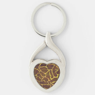 Giraffe Brown and Yellow Print Key Ring
