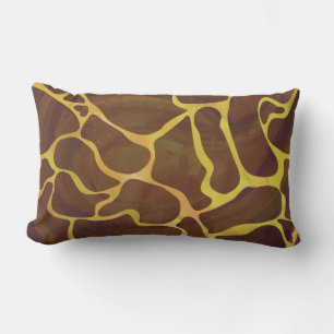 Giraffe Brown and Yellow Print Lumbar Cushion