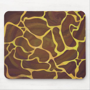 Giraffe Brown and Yellow Print Mouse Pad