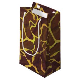 Giraffe Brown and Yellow Print Small Gift Bag