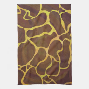Giraffe Brown and Yellow Print Tea Towel