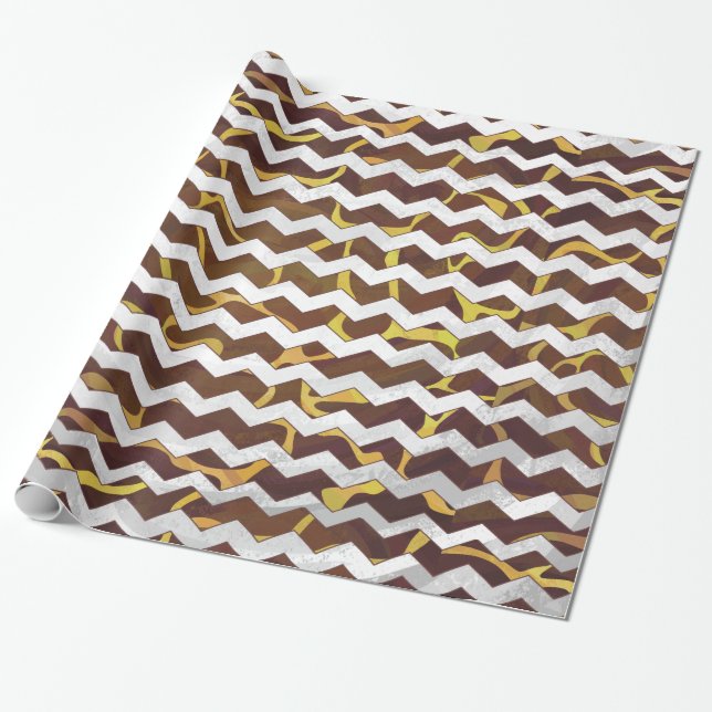 Giraffe Brown and Yellow Print Wrapping Paper (Unrolled)