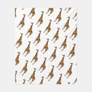 Giraffe Brown and Yellow Silhouette Fleece Blanket