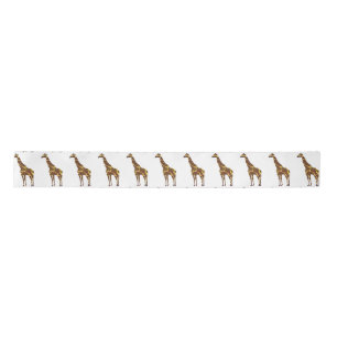 Giraffe Brown and Yellow Silhouette Satin Ribbon