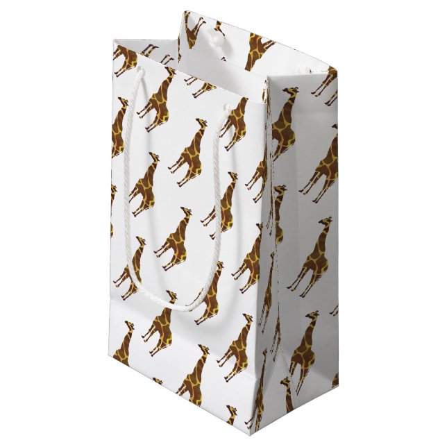 Giraffe Brown and Yellow Silhouette Small Gift Bag (Front Angled)