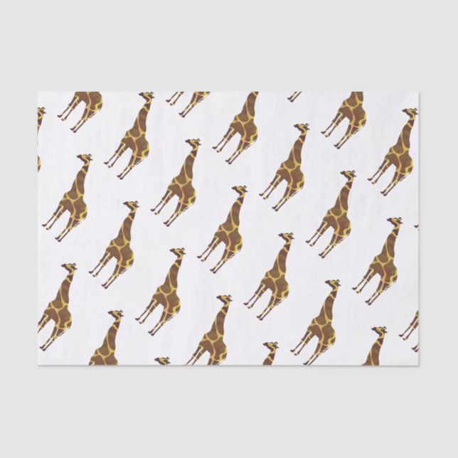 Giraffe Brown and Yellow Silhouette Tissue Paper (Front)