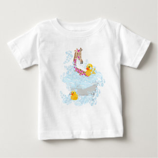 Giraffe, bubble bath and rubber duckies baby T-Shirt