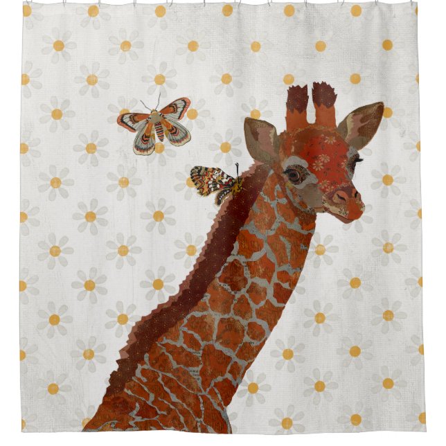 GIRAFFE & BUTTERFLIES SHOWER CURTAIN (Front)