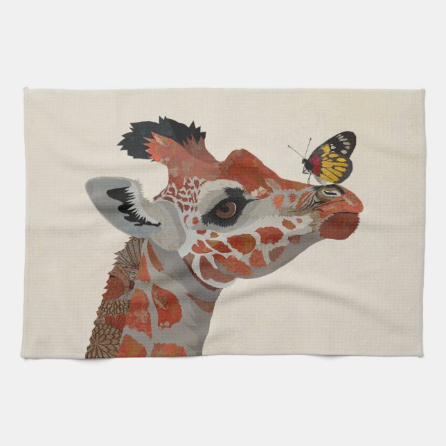 GIRAFFE & BUTTERFLY TEA TOWEL (Horizontal)