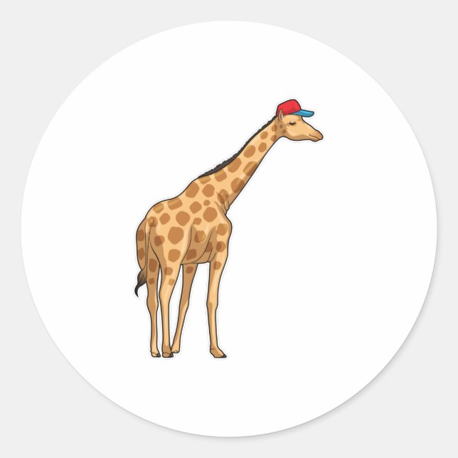 Giraffe Cap Classic Round Sticker (Front)