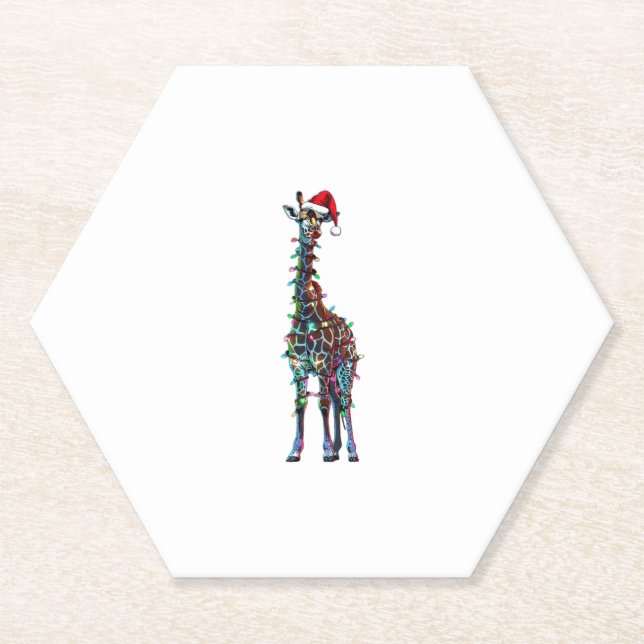Giraffe Christmas  _1 Paper Coaster (Front)