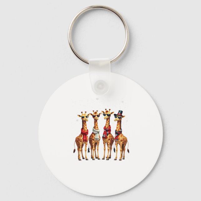 Giraffe Christmas Chic Oversized T-Shirt Key Ring (Front)