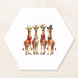 Giraffe Christmas Chic Oversized T-Shirt Paper Coaster