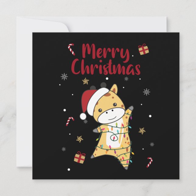 Giraffe Christmas Giraffes Winter Animals Invitati Invitation (Front)