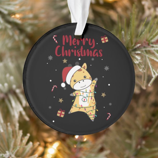 Giraffe Christmas Giraffes Winter Animals Ornament (Tree)