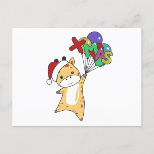 Giraffe Christmas Giraffes Winter Animals Postcard