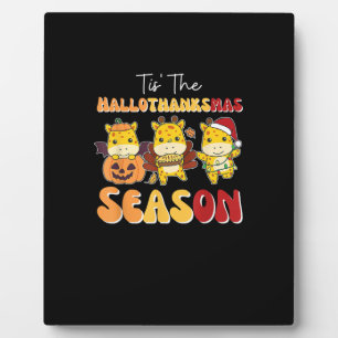 Giraffe Christmas Halloween Tis The Hallothanksmas Plaque