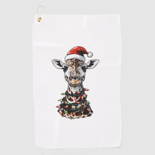 Giraffe Christmas Hat Xmas   Golf Towel