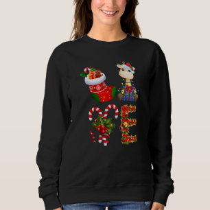 Giraffe Christmas Lights Led  Santa Hat Christmas Sweatshirt