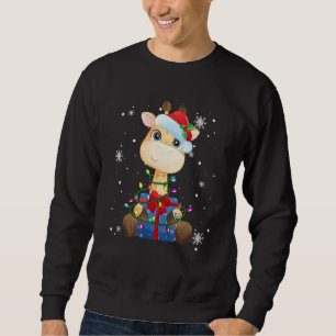 Giraffe Christmas Lights Led  Santa Hat Christmas  Sweatshirt