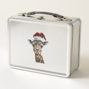 Giraffe Christmas Metal Lunch Box