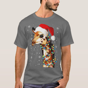 Giraffe Christmas Santa Hat Xmas T-Shirt