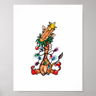 Giraffe Christmas Tree Giraffe Xmas Tree Women & B Poster