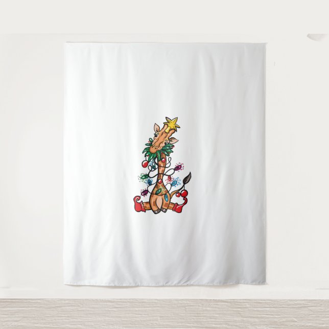 Giraffe Christmas Tree Giraffe Xmas Tree Women & B Tapestry (Front)