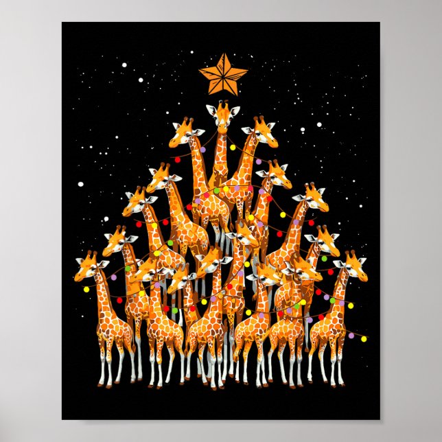 Giraffe Christmas Tree Giraffe Xmas Tree Women  Poster (Front)