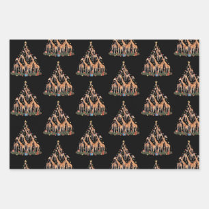 Giraffe Christmas Tree Santa African Wildlife Farm Wrapping Paper Sheet