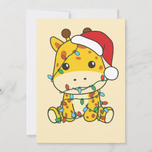 Giraffe Christmas Winter Animals Holiday Giraffes Card