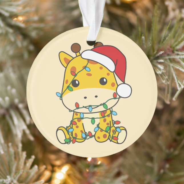 Giraffe Christmas Winter Animals Holiday Giraffes Ornament (Tree)